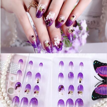 24Pcs/Set Fake Nails Press on Girls Finger Beauty False Nail Art Tips