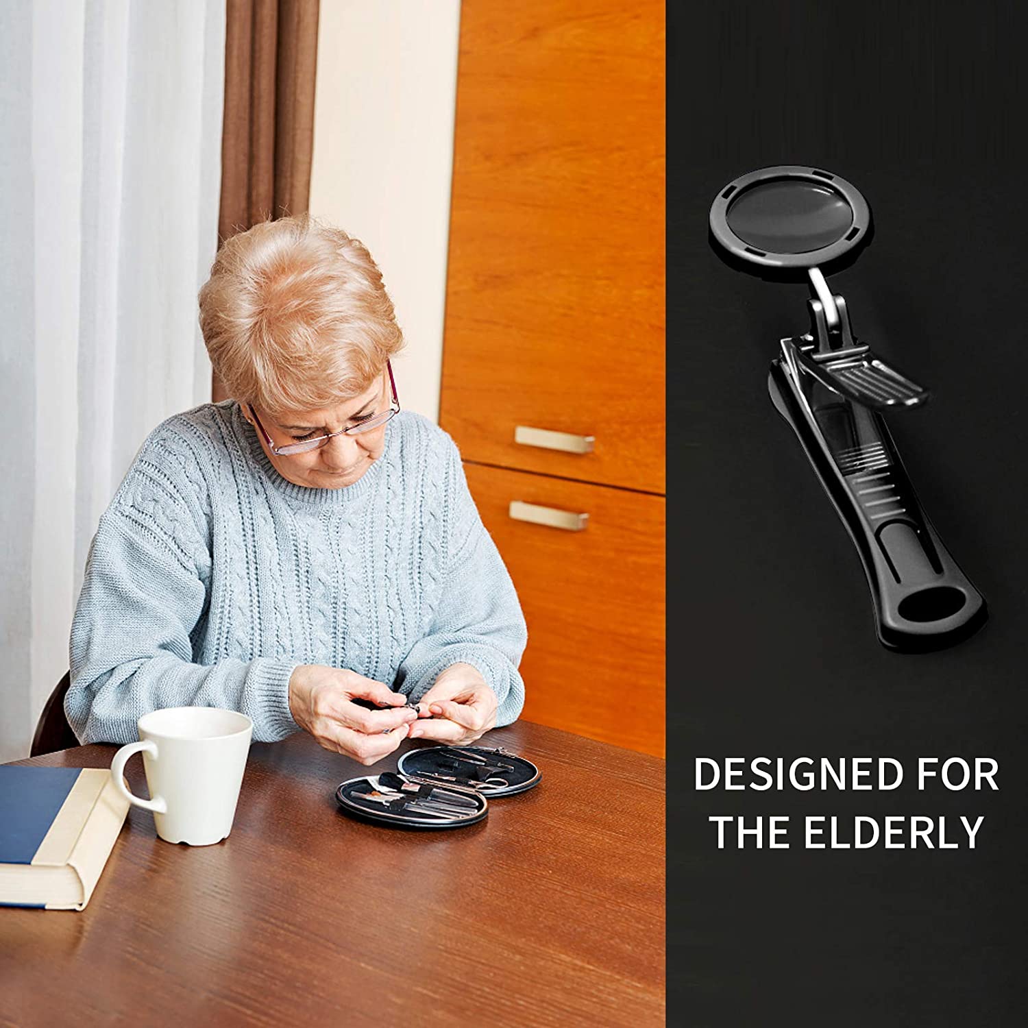 Magnifying-Glass-Nail-Clipper-Elder-People-Baby-Toenails-Finger-Cutter-Manicure-Pedicure-Tools-5 Magnifying Glass Nail Clipper Cutter Manicure Pedicure Tools