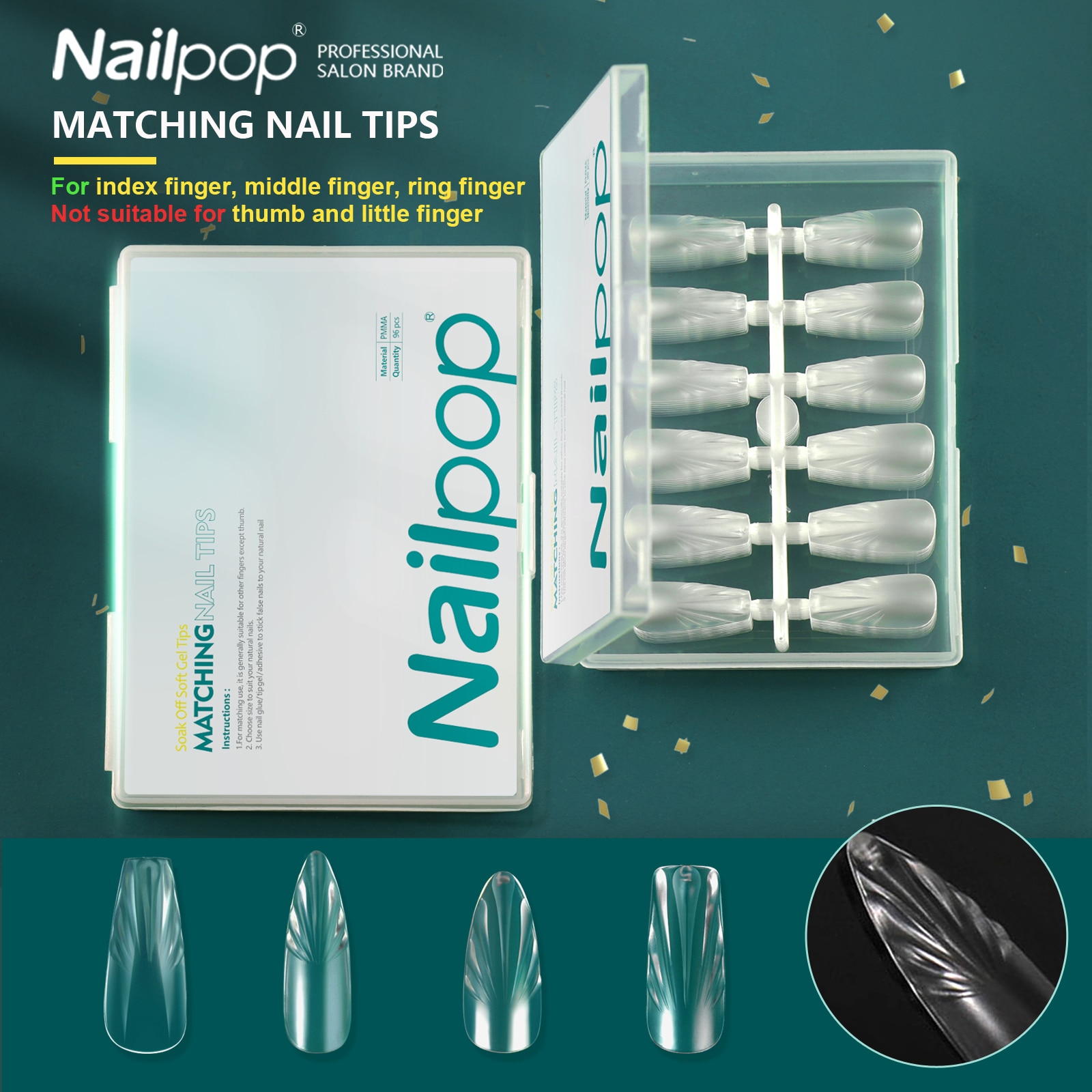 Nailpop-Matching-Nail-Tips-3D-Shell-Shape-Fake-Nails-Suitable-for-Small-Fingernail-Almond-Coffin-Stiletto Nailpop Matching Nail Tips 3D Shell Suitable for Small Fingernail