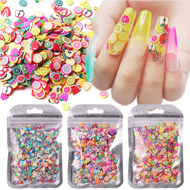3D-Mix-Fruit-Flower-Slices-Sticker-Slime-Polymer-Clay-DIY-Designs-Women-Nail-Art-Decoration-Nails Nail Art Decoration - Cute 3D Mixed Sticker