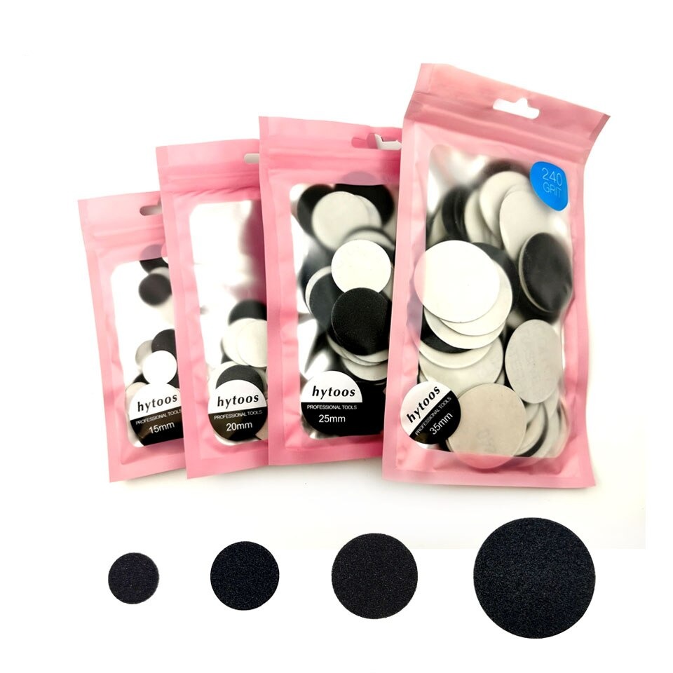 HYTOOS-100pcs-pack-Replaceable-Sanding-Paper-15-20-25-35mm-Pedicure-Sandpaper-Nail-Bit-Accessories-Salon Replaceable Sanding Paper 100pcs/pack