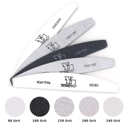 5Pcs Nail File Set - Mix Color Grit 80/100/150/180/240 - Manicure Tool