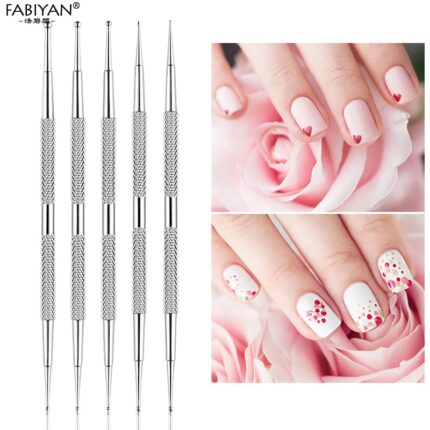 Stainless Steel Dual End Nail Art Dotting Rhinestone Flower Pen
