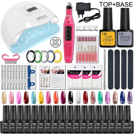 Nail Kit with UV LED Lamp, Gel Polish, Manicure Tools, and Electric Nail Drill