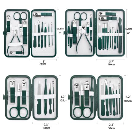 Stainless Steel Nail Clipper Set with Portable Case - Green