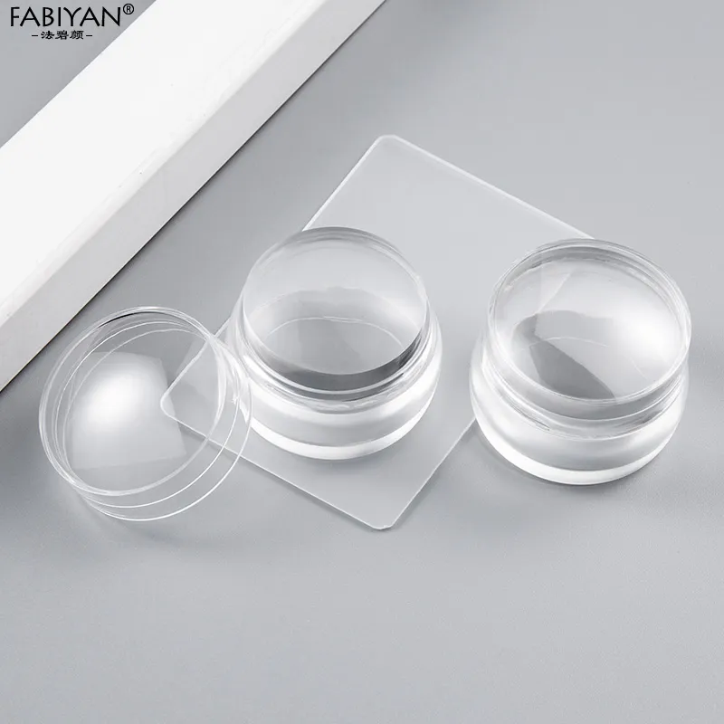 Nail-Art-Stamper-Stamping-Scraper-With-Cap-Silicone-Jelly-Clear-Transparent-Template-Tools-Manicure-Set-2 Nail Art Stamper Stamping Scraper Set - Manicure Tools