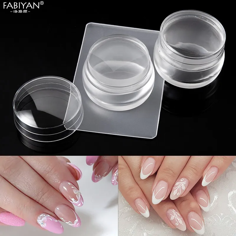 Nail-Art-Stamper-Stamping-Scraper-With-Cap-Silicone-Jelly-Clear-Transparent-Template-Tools-Manicure-Set-3 Nail Art Stamper Stamping Scraper Set - Manicure Tools