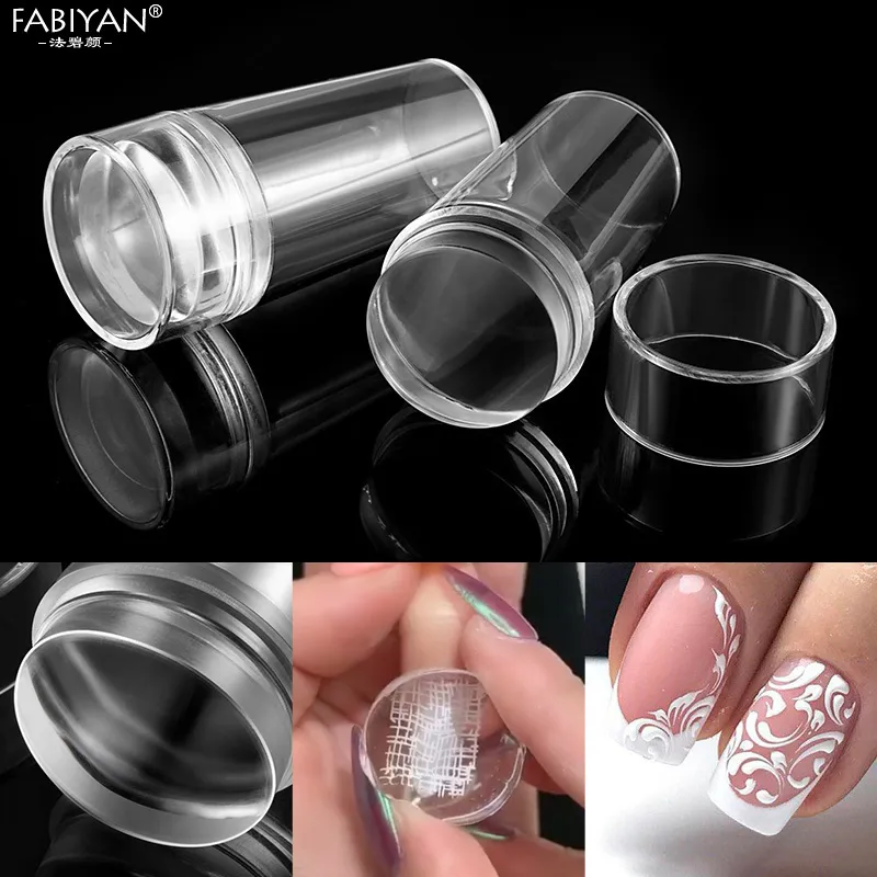 Nail-Art-Stamper-Stamping-Scraper-With-Cap-Silicone-Jelly-Clear-Transparent-Template-Tools-Manicure-Set-4 Nail Art Stamper Stamping Scraper Set - Manicure Tools
