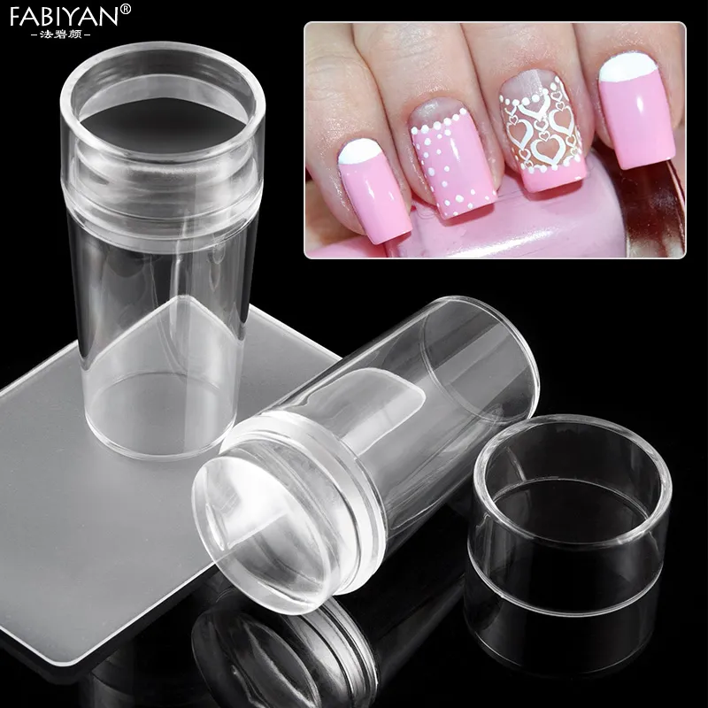 Nail-Art-Stamper-Stamping-Scraper-With-Cap-Silicone-Jelly-Clear-Transparent-Template-Tools-Manicure-Set-5 Nail Art Stamper Stamping Scraper Set - Manicure Tools