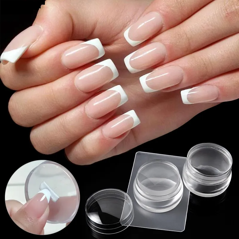 Nail-Art-Stamper-Stamping-Scraper-With-Cap-Silicone-Jelly-Clear-Transparent-Template-Tools-Manicure-Set Nail Art Stamper Stamping Scraper Set - Manicure Tools