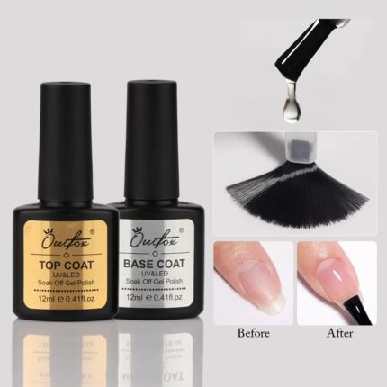 12ml Top Coat and Base Coat Set - No Wipe UV Gel Nail Polish