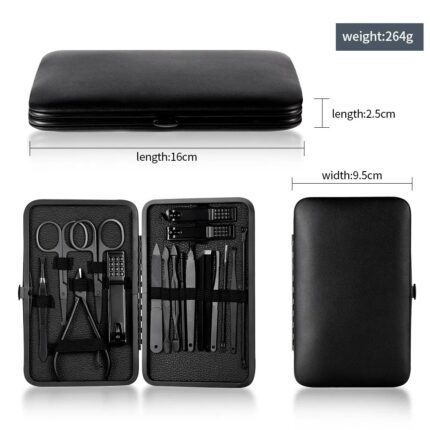 Black Stainless Steel Nail Clipper Set with Travel Case