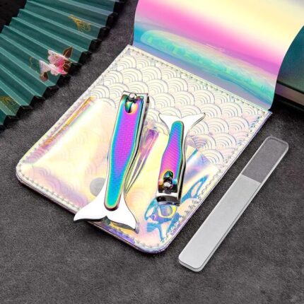 Gradient Stainless Steel Nail Clippers & Glass Nail File Set - 3Pcs
