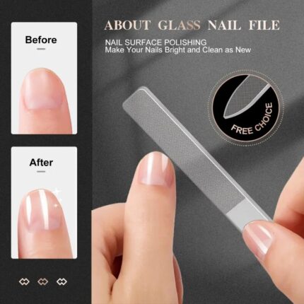 Nano Glass Nail File Set with Case - Double-Sided Crystal Buffer