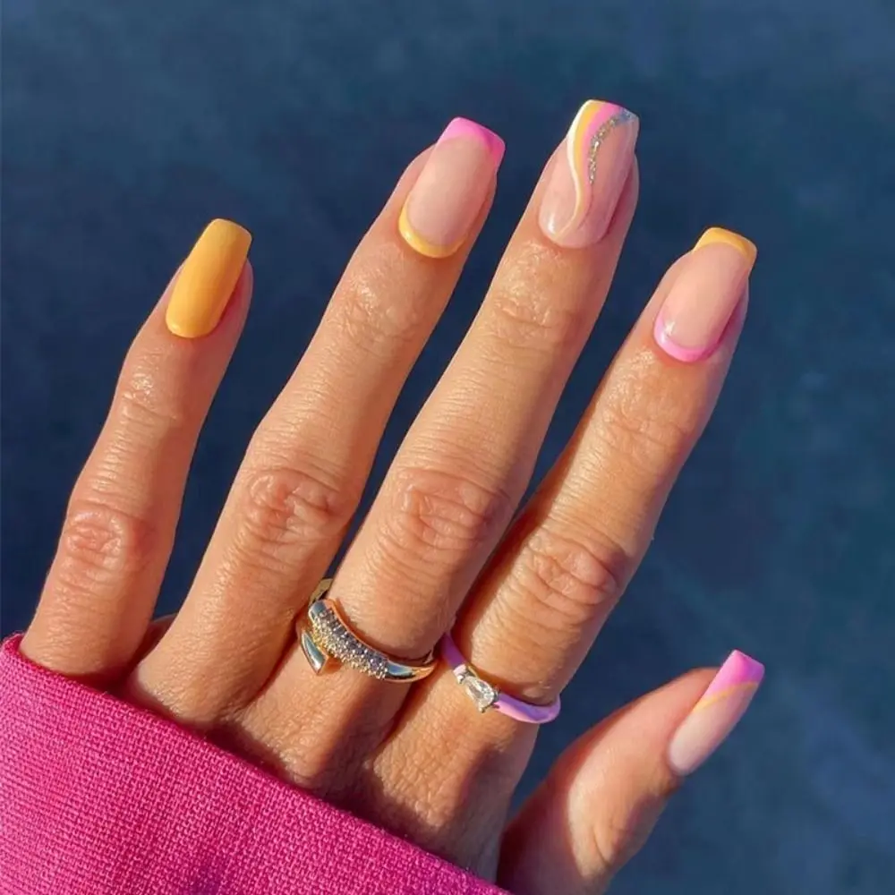 24Pcs-Box-Short-Square-False-Nails-French-Fake-Nials-Detachable-Nail-Tips-Full-Cover-Press-on-2 24Pcs Detachable Square False Nails