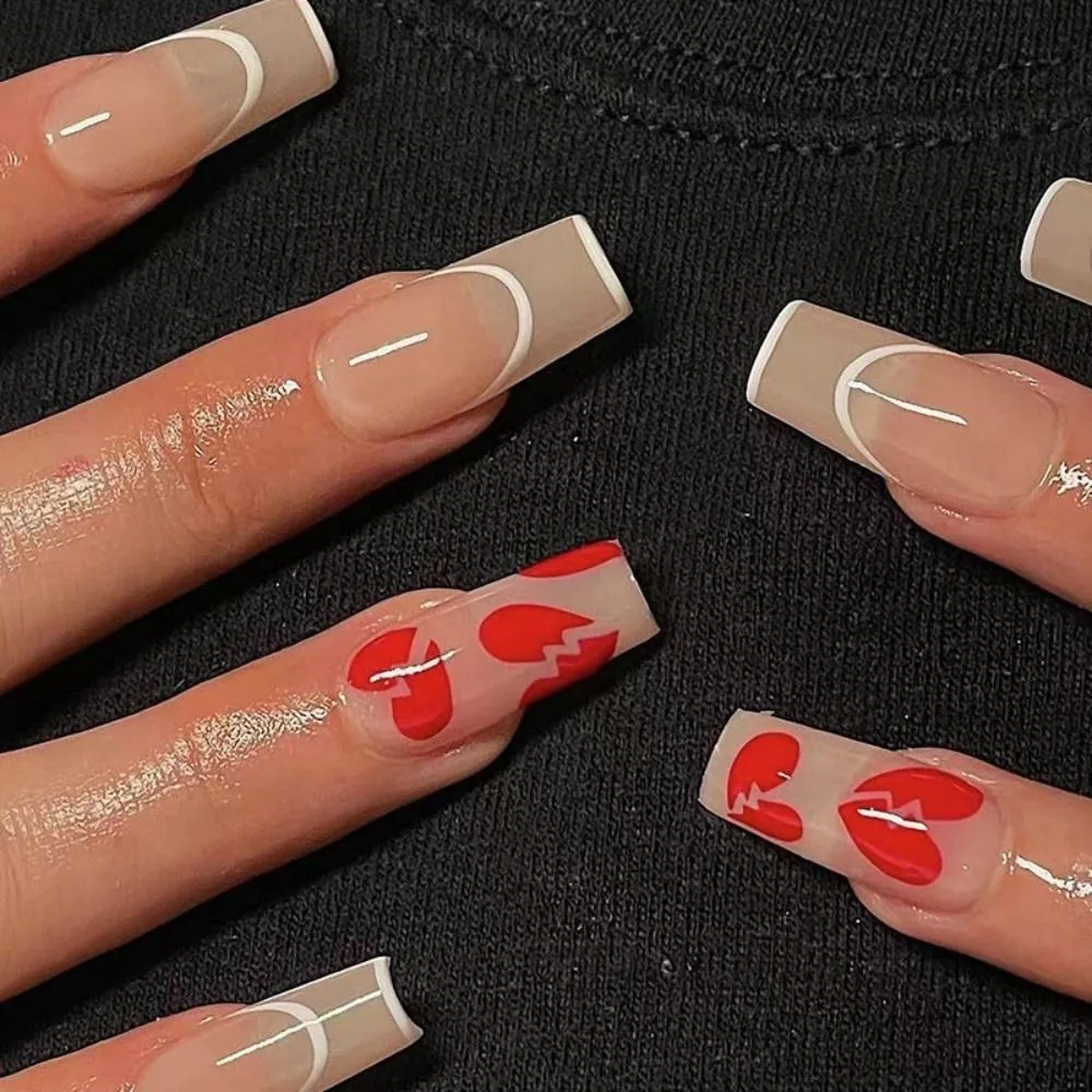 24Pcs-Box-Short-Square-False-Nails-French-Fake-Nials-Detachable-Nail-Tips-Full-Cover-Press-on-4 24Pcs Detachable Square False Nails